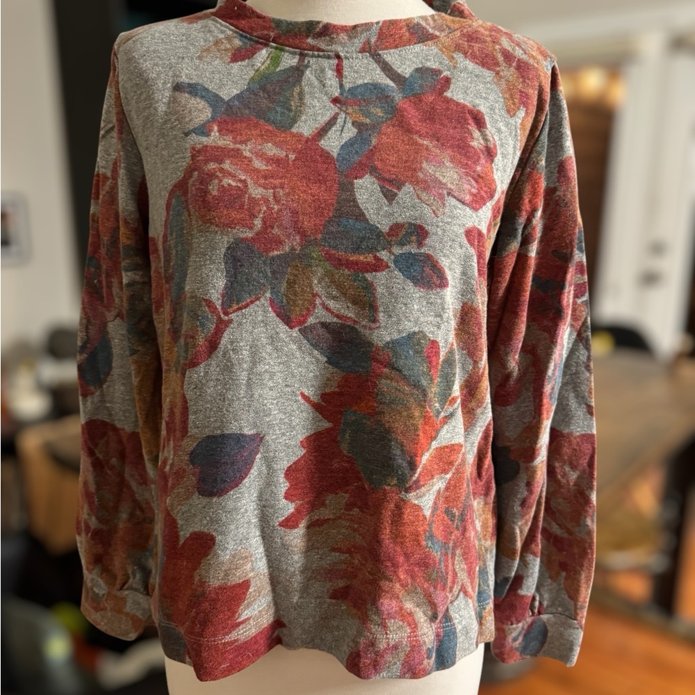 Anthropologie Floral Print French Terry Sweatshirt by t.La
